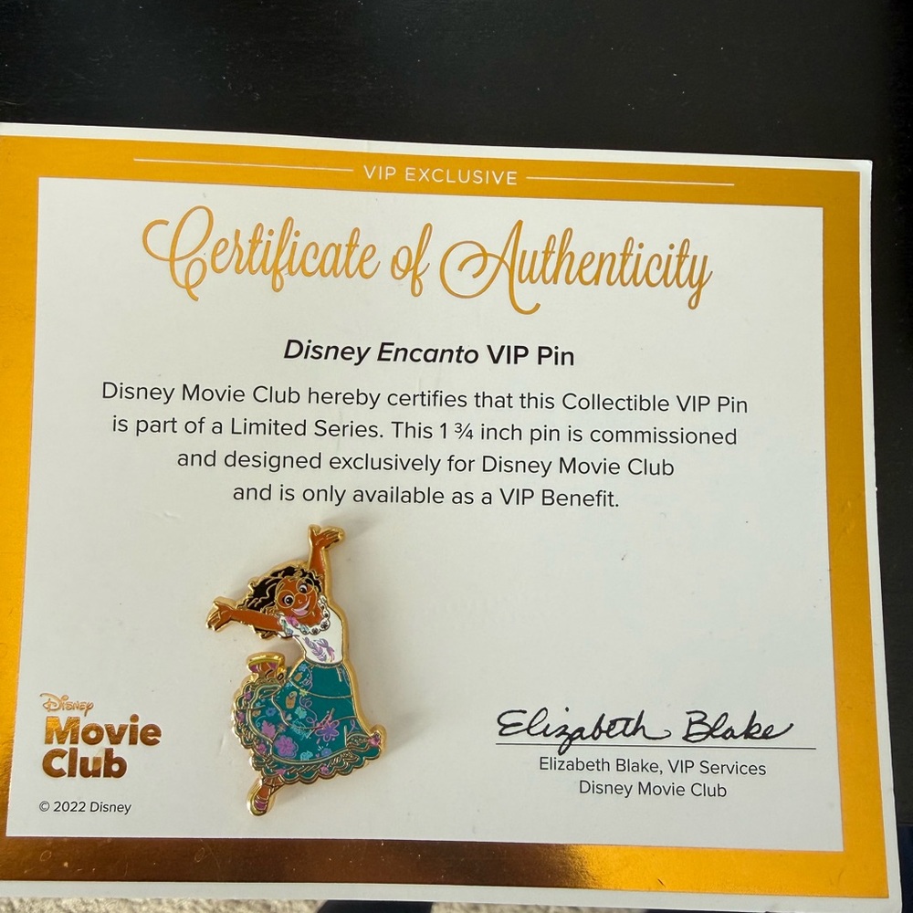 Disney Encanto VIP Pin with Gold and Blue Accents